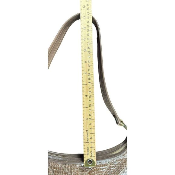 Vintage Venetto Purse Handbag Beige Leather Snake Skin Zip Closure Rare Classic - Picture 10 of 12
